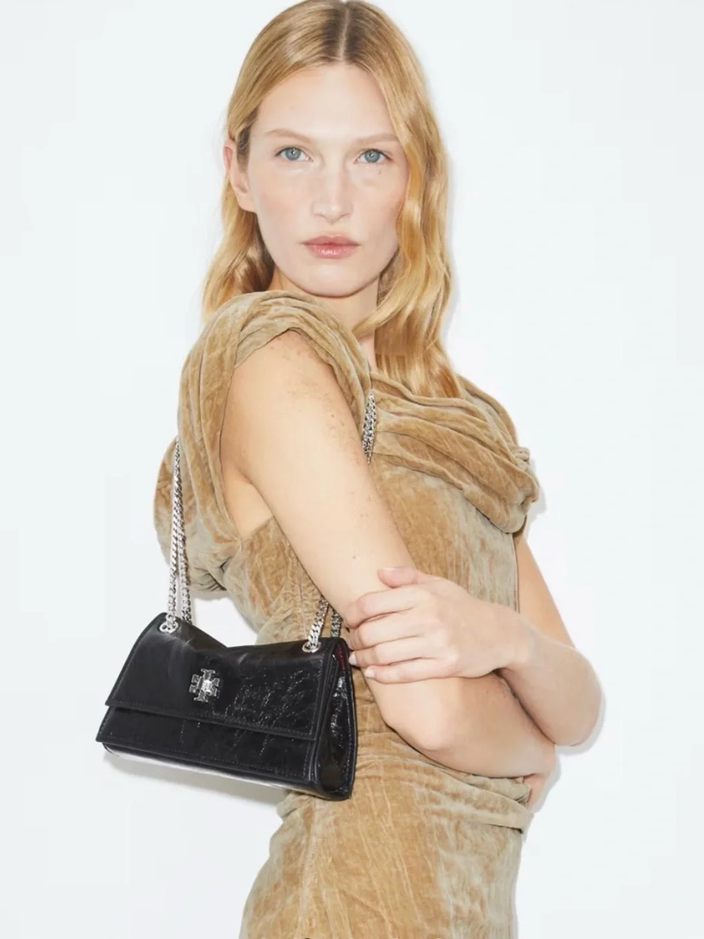Tory Burch Mini Kira Turnlock Shoulder Bag Black NWT $350
